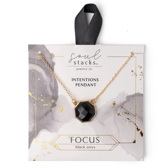 BRAND NEW - Soul Stacks Intentions Pendant in Gold and Black Onyx. - Picture 1 of 5